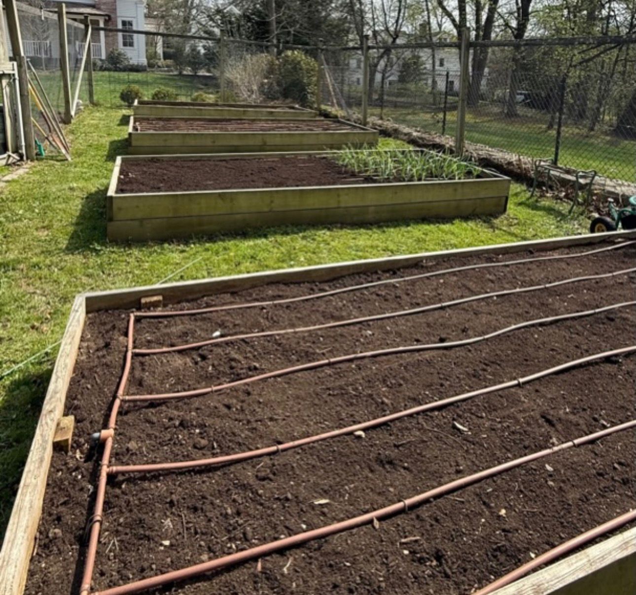 Raised garden beds prepped with fresh soil in Kitchener-Waterloo
